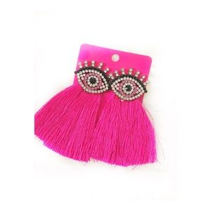 Evil Eye Fringe Statement Earrings